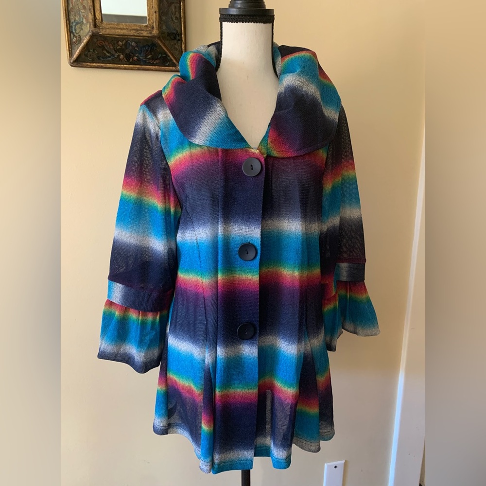 Damee Inc Women's Sheer Mesh Jacket Multi Color  Art To Wear. Size L